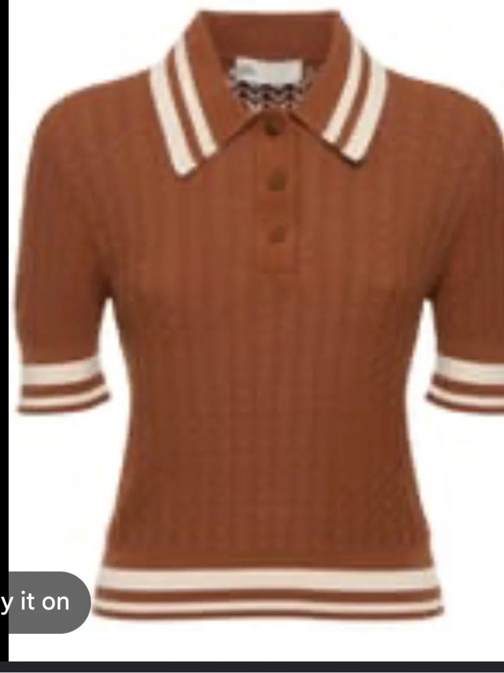 Tory Burch | Cotton pointelle polo shirt  | Color brown